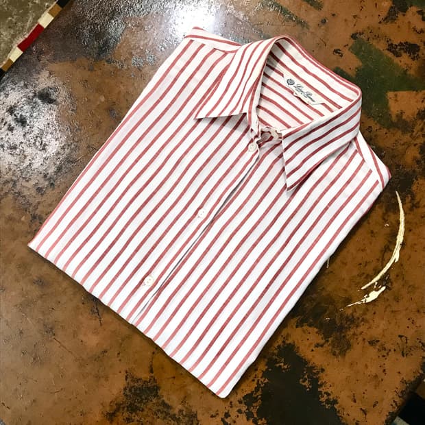 LORO PIANA 로로피아나 레드 스트라이프 린넨 셔츠 여성 55 