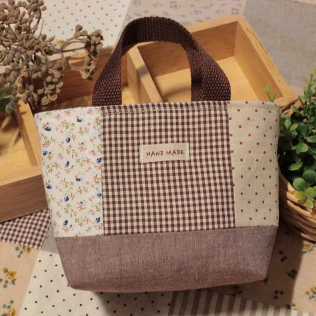 핸드메이드 패치워크 파우치 겸 패브릭 바구니