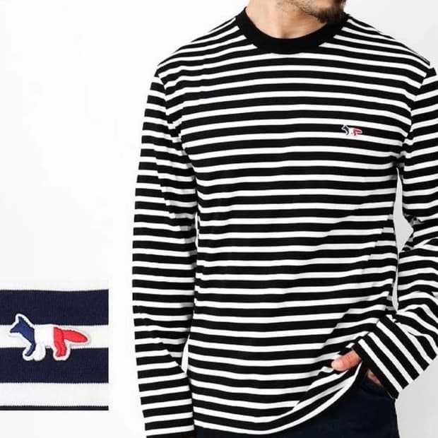 🔆[정품/새상품]메종키츠네 스트라이프 폭스 패치 롱슬리브🔆