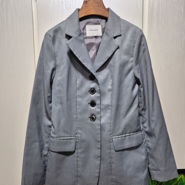 빈티지 체크 패턴 여성 자켓