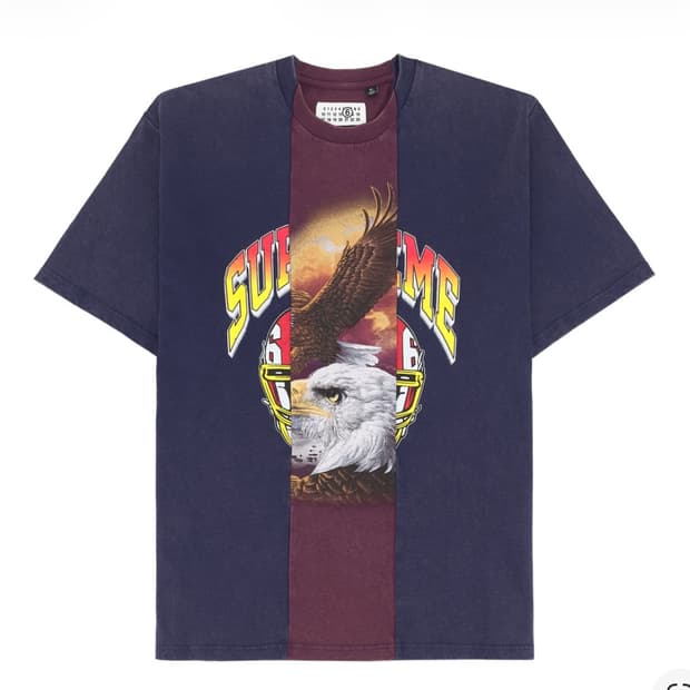 (L)슈프림 x MM6 메종 마르지엘라 스플릿 숏슬리브 탑 네이비