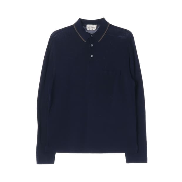 에르메스 21FW 네이비 긴팔 카라티 폴로 티셔츠 M
