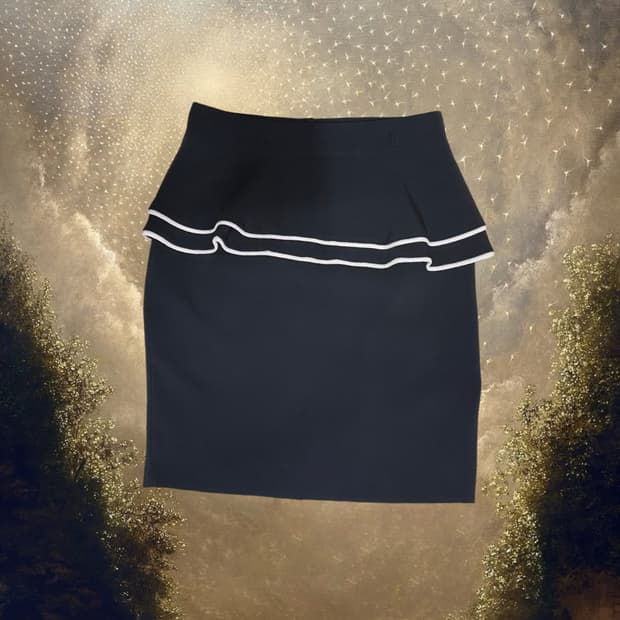 빈티지 블랙 화이트 라인 스커트