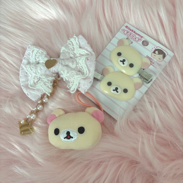 스쿠쿠 키링 코리락쿠마 머리끈 헤어핀 세트