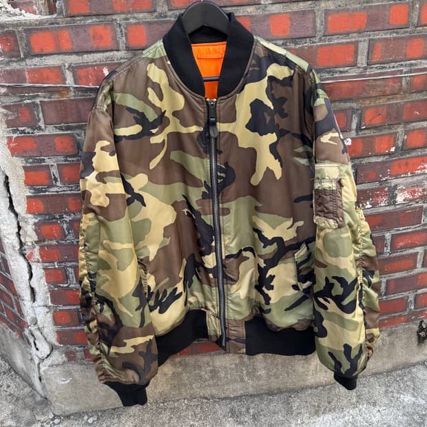 90s 알파인더스트리 우드랜드 카모 MA-1 항공자켓 