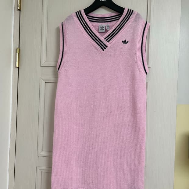 아디다스 파이어버드 핑크 니트 베스트 원피스