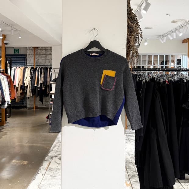 마르니 키즈 그레이 블루 니트 스웨터 