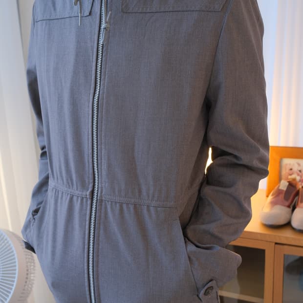 Back pocket wind stopper wool jacket