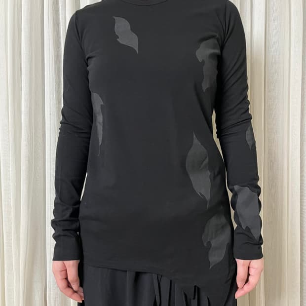 요지야마모토 나뭇잎 모티브 롱슬리브 티 Yohji Yamamoto