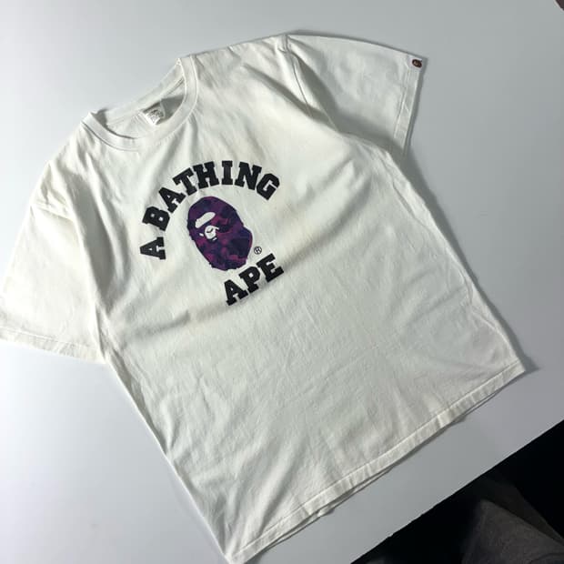 Bape  베이프 시티 카모 컬리지 화이트 반팔 티셔츠 