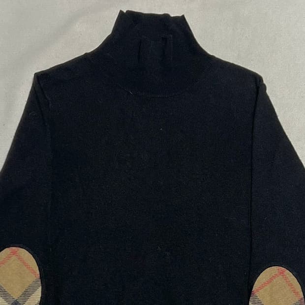 S 버버리 노바체크 암 패치 울 목폴라 니트