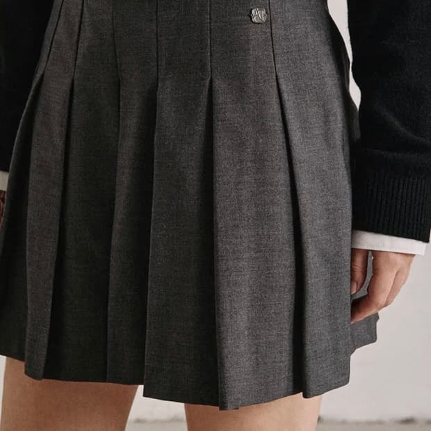 울 플리츠 스코트 미니 스커트