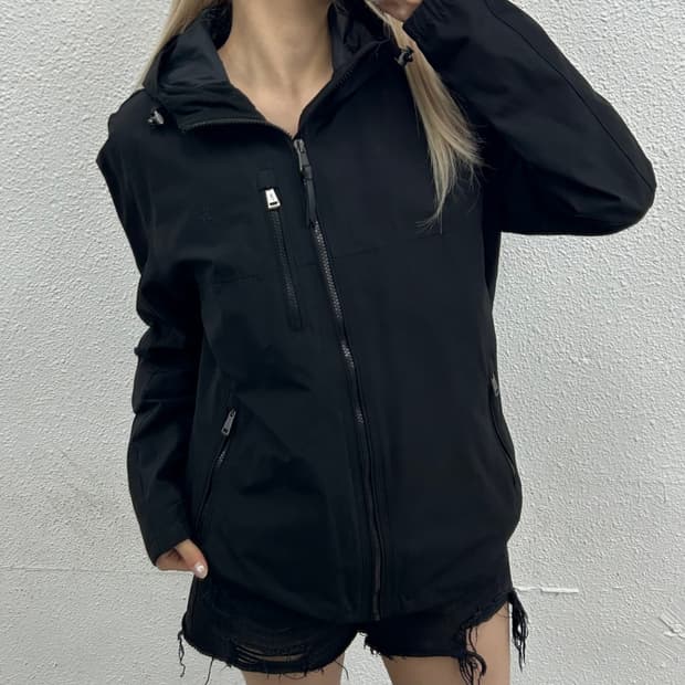 폴로 랄프로렌 블랙포니 블랙 후드 바람막이 S