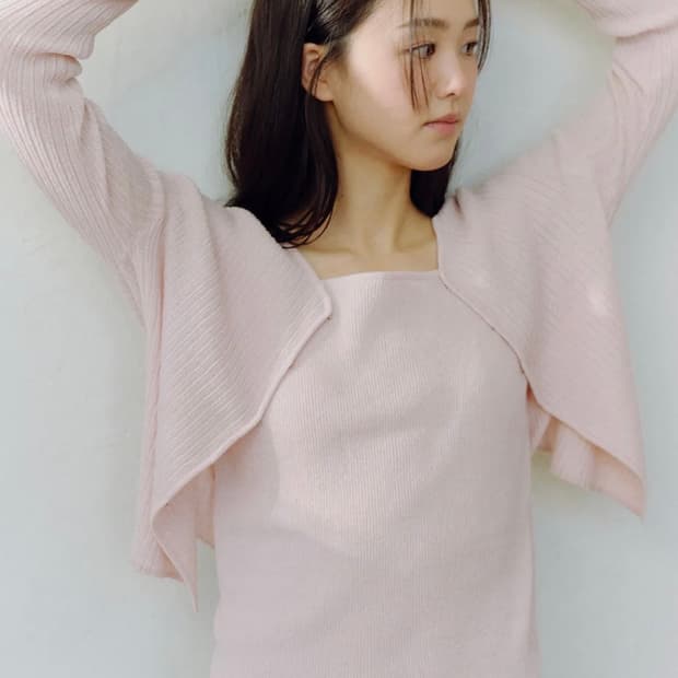 베뉴엣 비아 가디건,슬리브리스 세트 사쿠라 색상