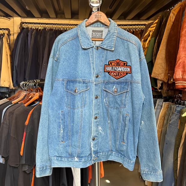 할리데이비슨 자수 데님 트러커 자켓 