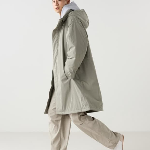 유니클로c 후드코트 S 카키