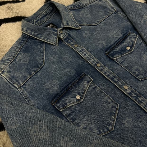 [한국L]ZARA 릴렉스드 핏 모노그램 패턴 헤비 데님셔츠