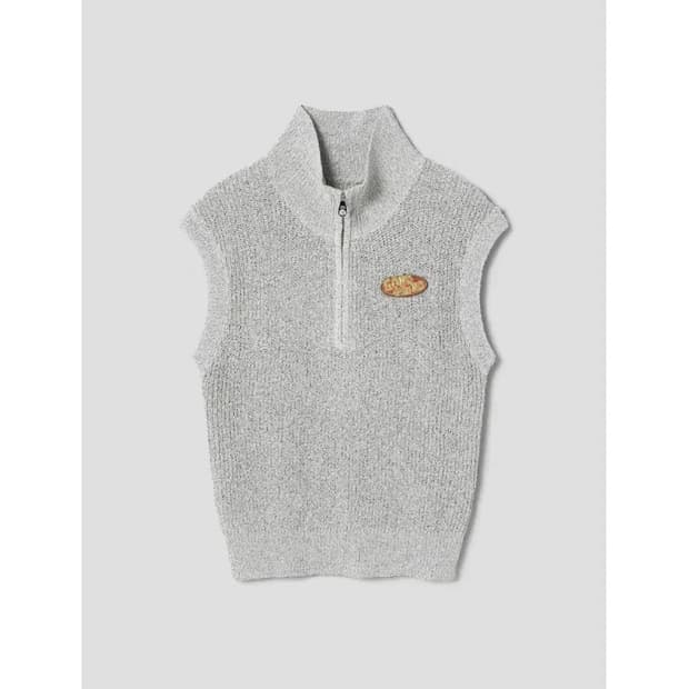 (새상품) 샌드 시운드 하프 집업 니트 조끼 라이트그레이