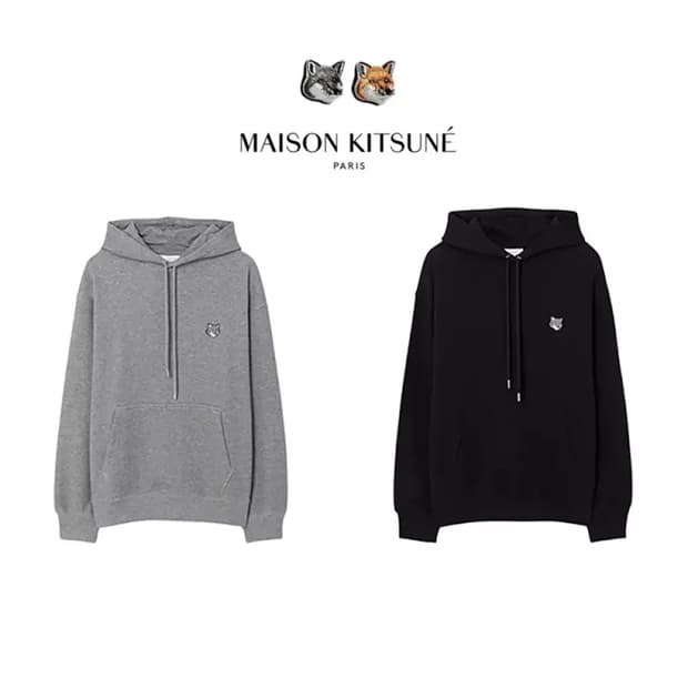 메종키츠네 그레이폭스 후드티 블랙/그레이 새상품
