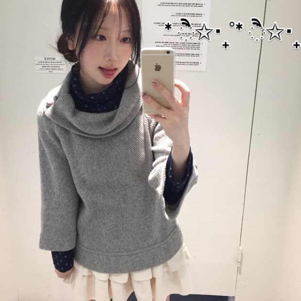 빈티지 그레이 도트 코디세트