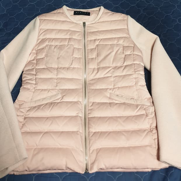 시슬리 우먼스 니트 경량 다운 집업자켓 라이트핑크 (S)