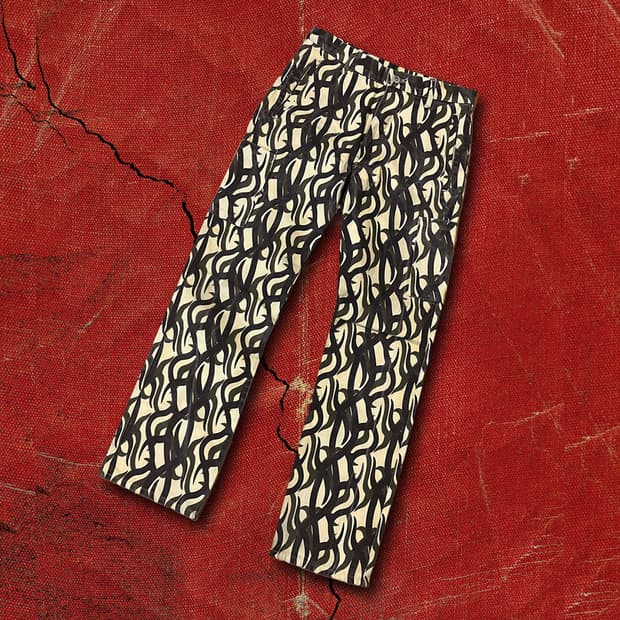 Japanese 90s 트라이벌 패턴 하드코튼 카고 팬츠 34