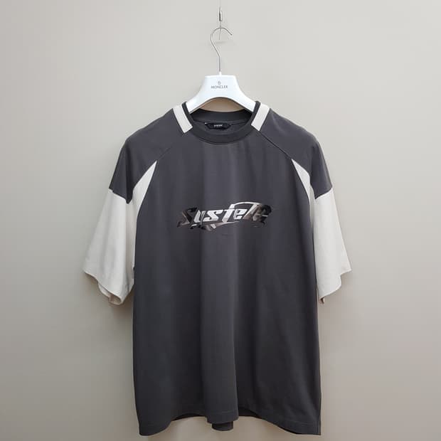 한섬 시스템 2023 오버핏 배색 로고 반팔 티셔츠 105사이즈