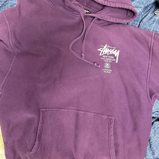 스투시 후드티 퍼플 L 라지