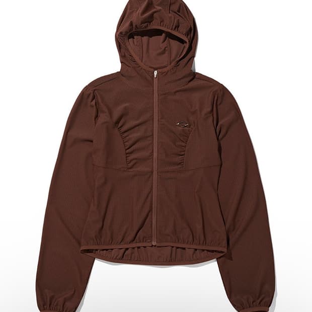 미스치프 HOODED WAFFLE ZIP-UP (BROWN)