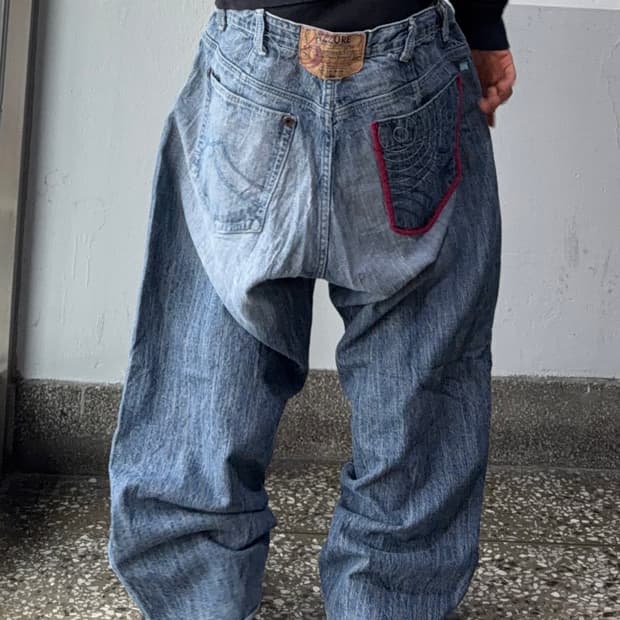 빈티지 자수 힙합팬츠