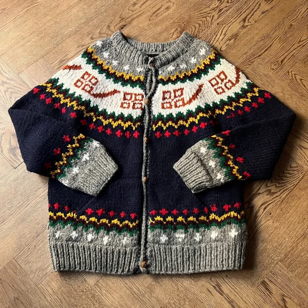 [L]90's 빈티지 핸드메이드 페어아일 에콰도르 스웨터 니트