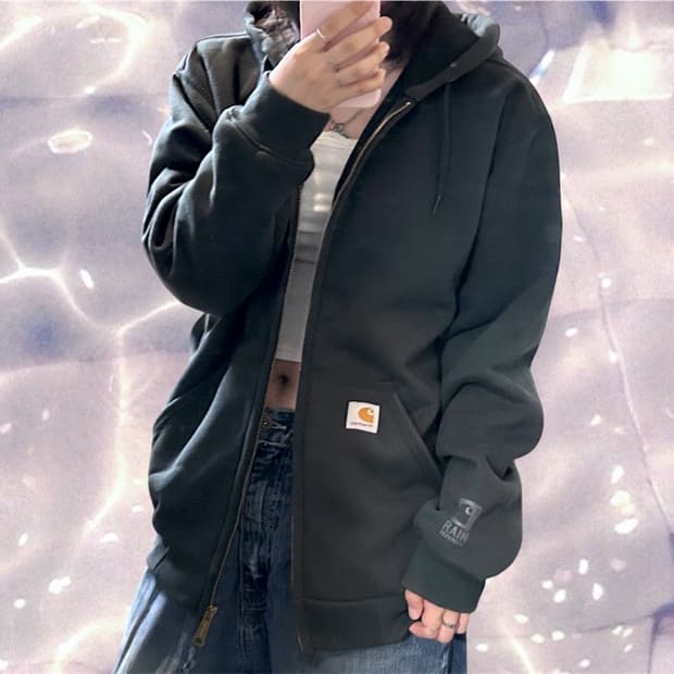 칼하트 레인 디펜더 써멀 후드집업 블랙 S 실측L