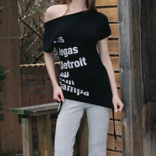 플리즈노팔로우 사라 레터링 셔링 탑