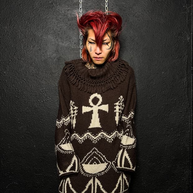 Ethnic Ankh Wool Poncho Knit