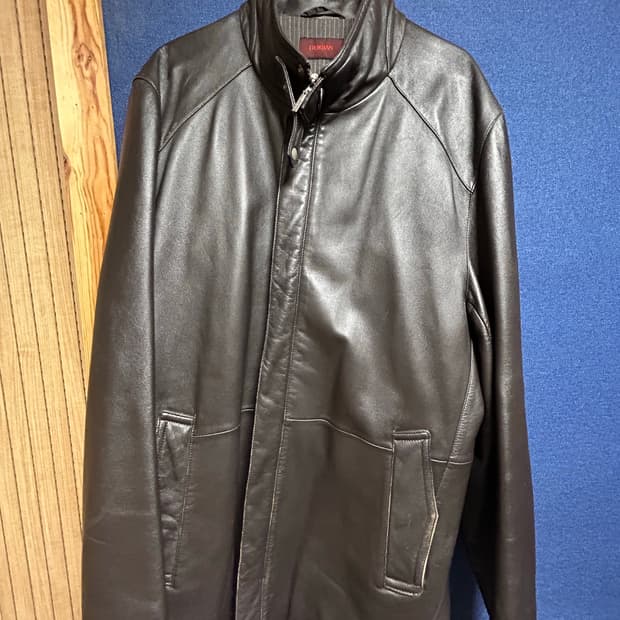 블랙 양가죽 레더 코트