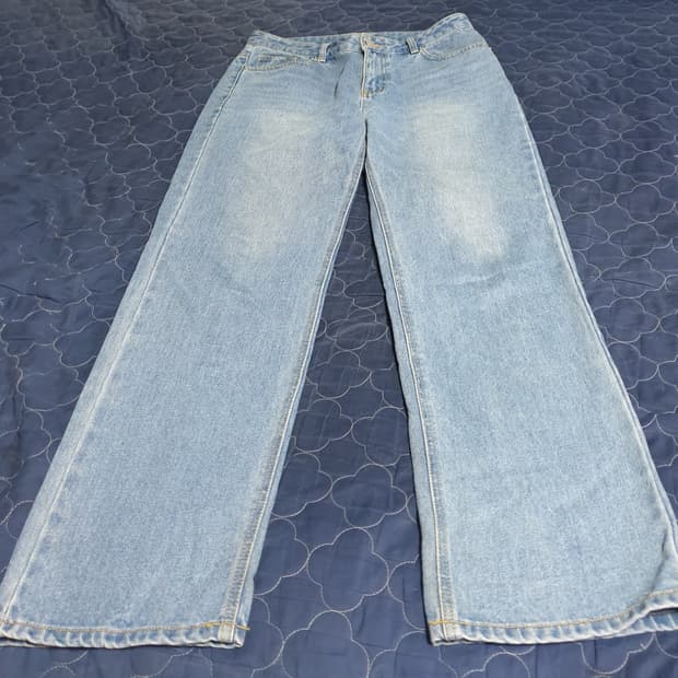 토피 세미와이드 데님팬츠 중청 (32)