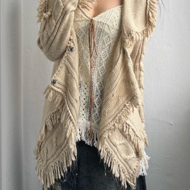 Vintage Fringe Knit Cardigan