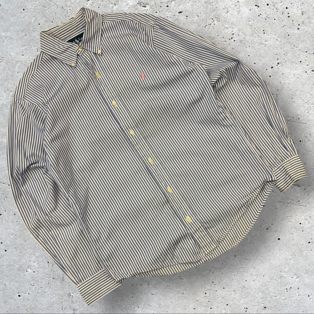 [M] 폴로 랄프로렌 커스텀핏 스트라이프 셔츠 블루 D5