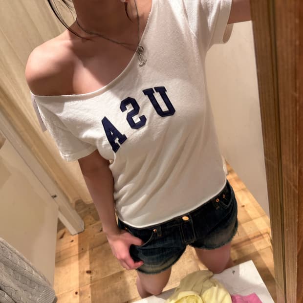 브랜디멜빌 usa 오프숄더 티셔츠