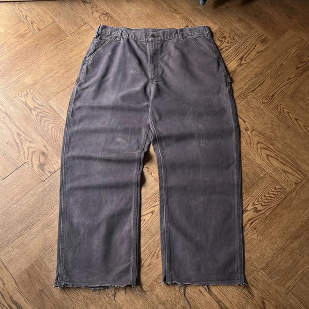 [38]칼하트 USA 빈티지 워싱 패트롤 블루 컷오프 싱글니 워크 팬츠