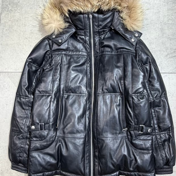 Male & co 양가죽 레더 패딩 자켓