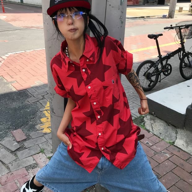 < Bape Star Pattern Shirt >