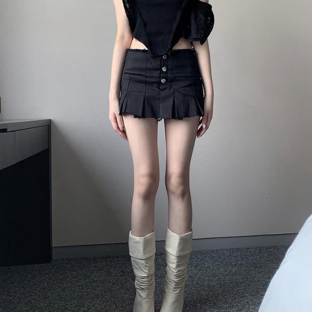 스젠 Leni button low waist skirt 스커트