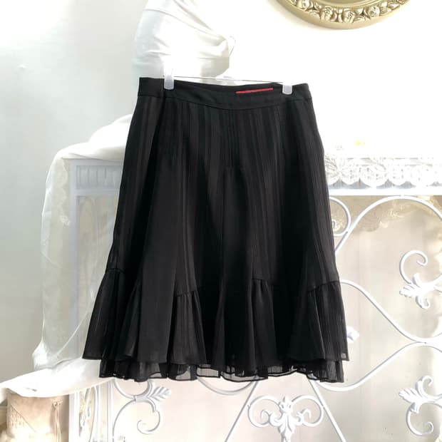 black ruffle pinstripe skirt 