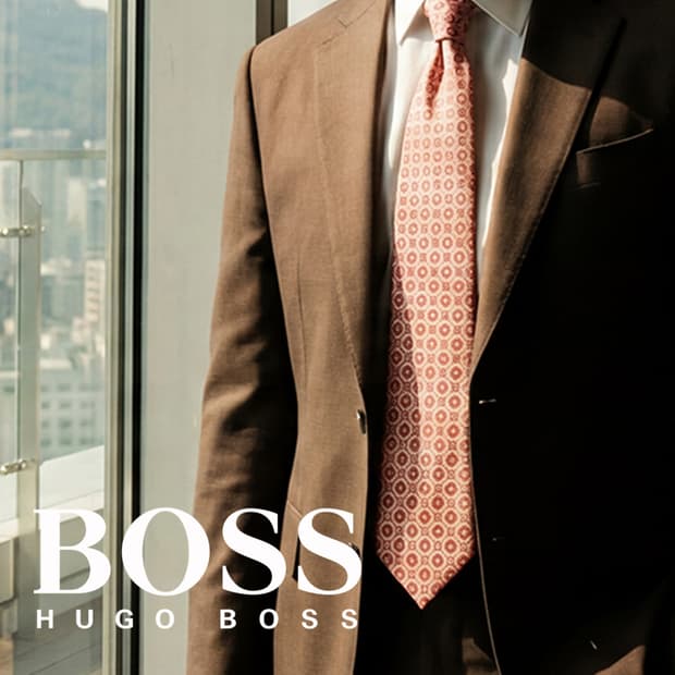 휴고 보스 실크 핑크 기하 패턴 넥타이 9cm A등급 K1631
