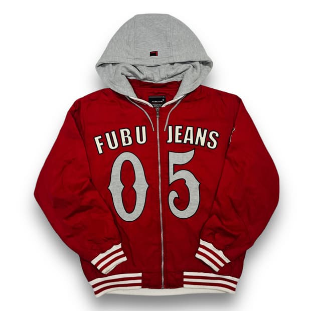 후부 진스 00s 올드스쿨 05 빅로고 레드 후디 집업