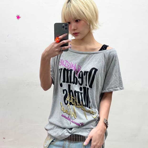 Shoulder Dot Gray T-Shirt