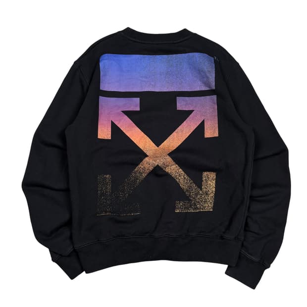 오프화이트 블랙컬러 디그레이드 애로우 맨투맨