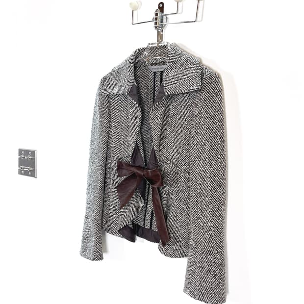 막스마라 캐시미어 울 레더 리본 자켓