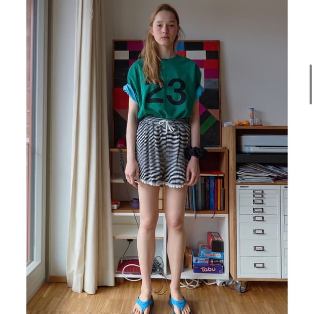 노컨텐츠 반바지 197. Stripe Lace Shorts_Navy